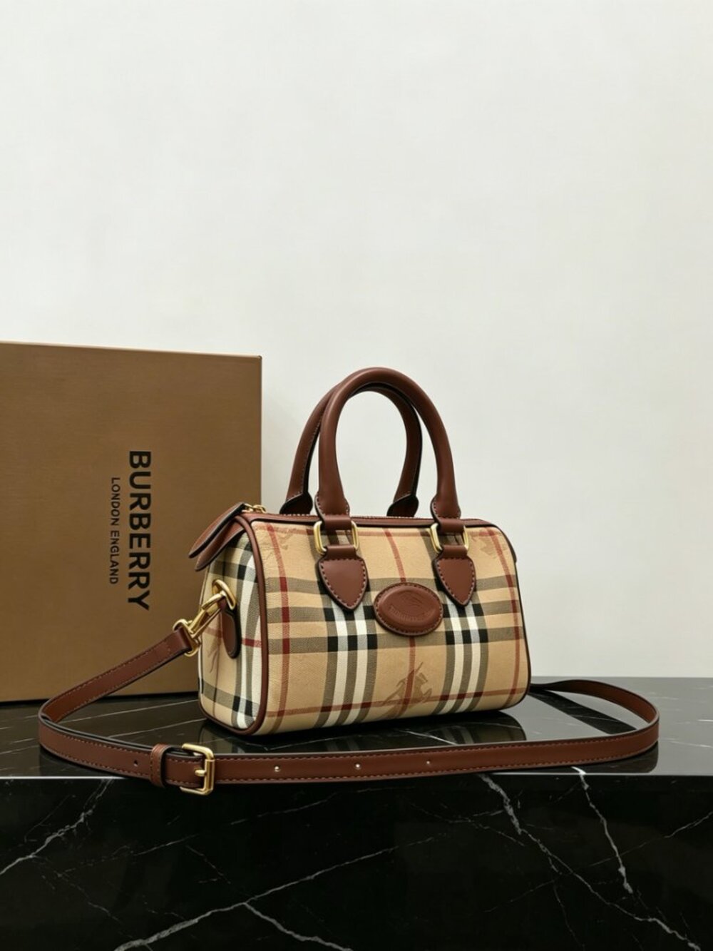 Burberry Mini Check Bowling Bag - Picture 5 of 6